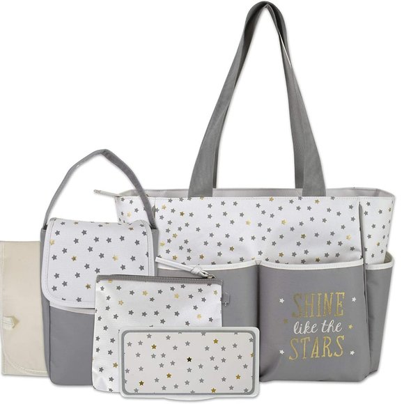 5 Piece Set Diaper Bag with Wipes Pocket, Dirty Diaper Pouch and Changing Pad - Picture 1 of 4